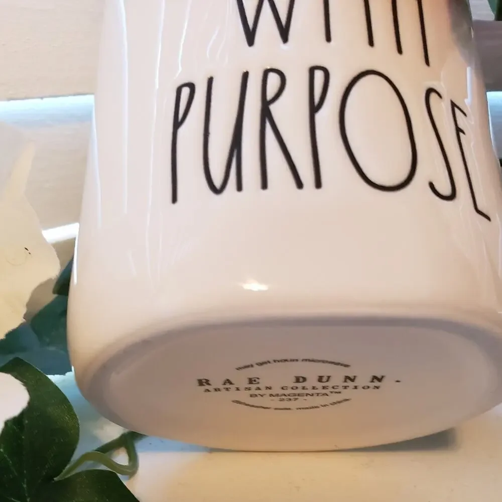 RAE DUNN LIVE WITH PURPOSE 20OZ WHITE MUG